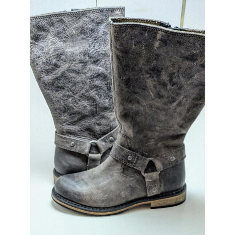 Rare Womens Harley Davidson Salley Tall‎ Distressed Leather Boots D84476 Size 7